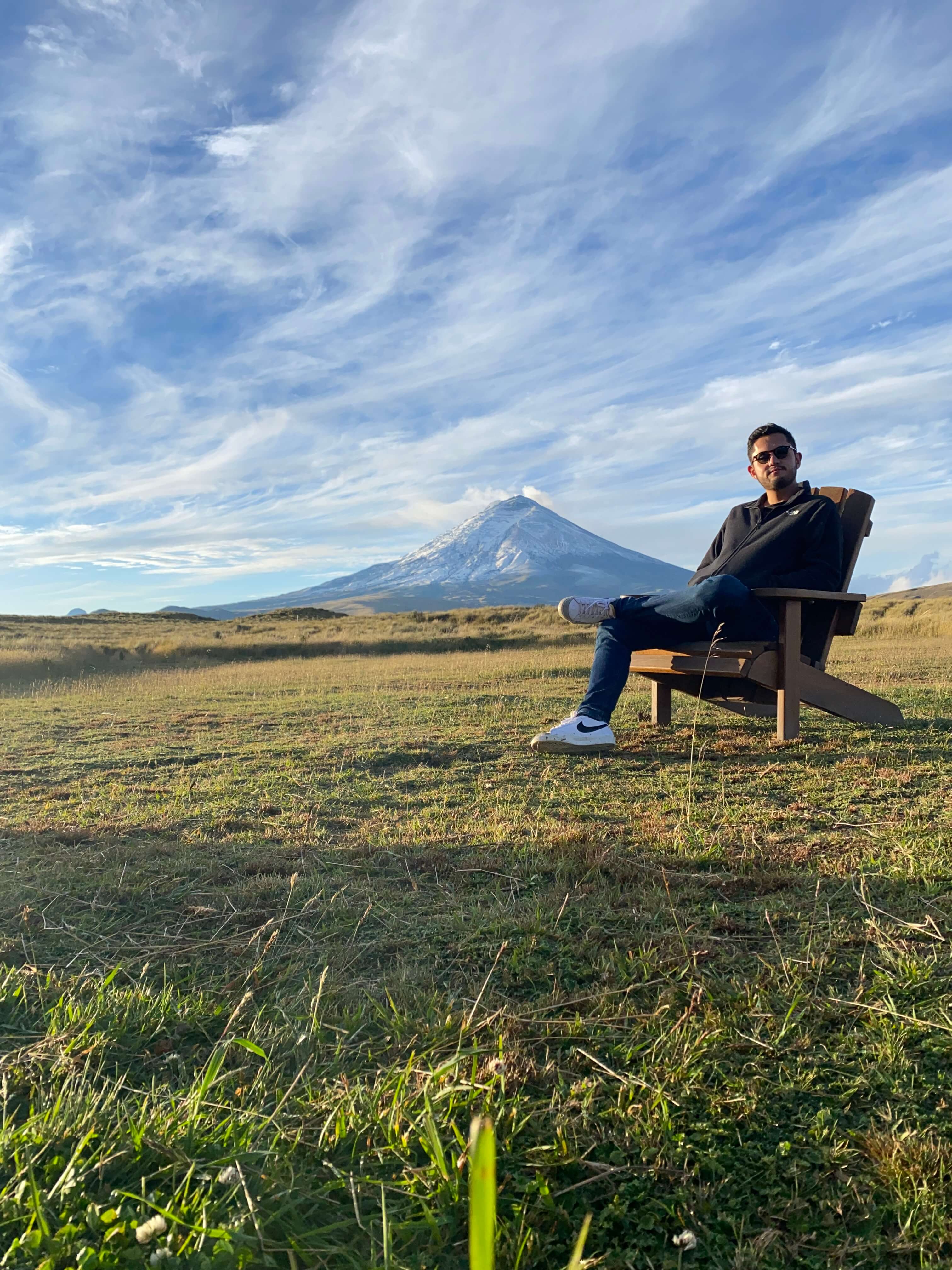 image of andres with cotopaxi volcano in background